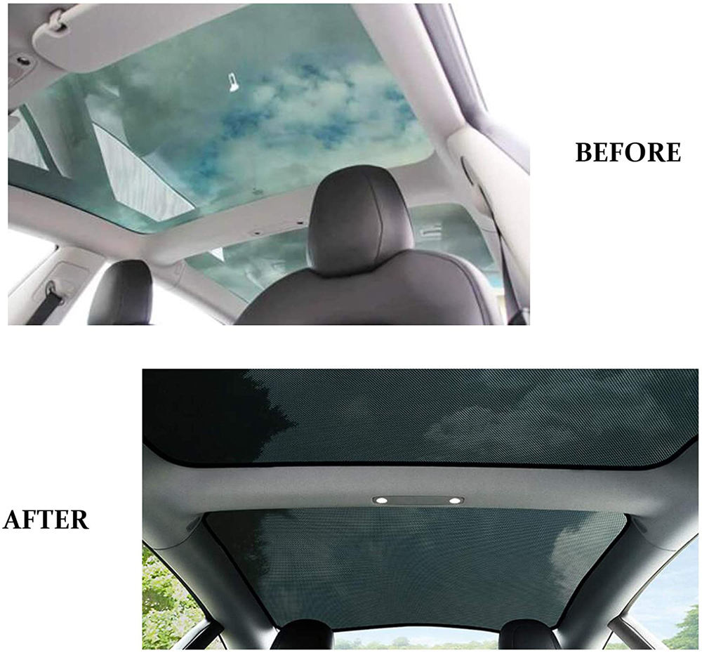 Tesla Model 3 Glass Roof Sunshade BLACK or WHITE Front Rear Sunroof Window UV Cover - 2017-2024