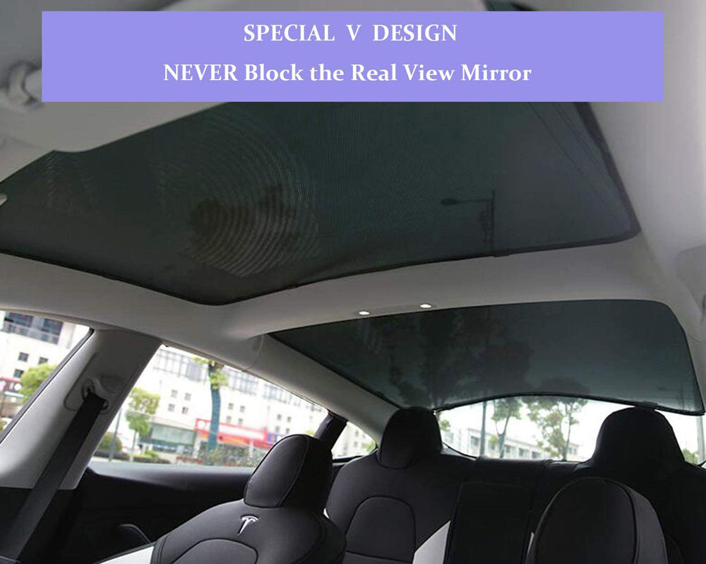 Tesla Model 3 Glass Roof Sunshade BLACK or WHITE Front Rear Sunroof Window UV Cover - 2017-2024