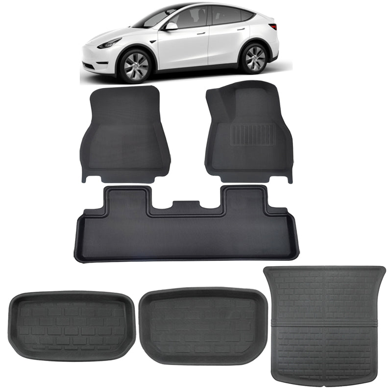 TESLA MODEL Y RHD Floor Mats x 6 pcs 3D XPE Textured Waterproof Anti-Slip - 2020-2024