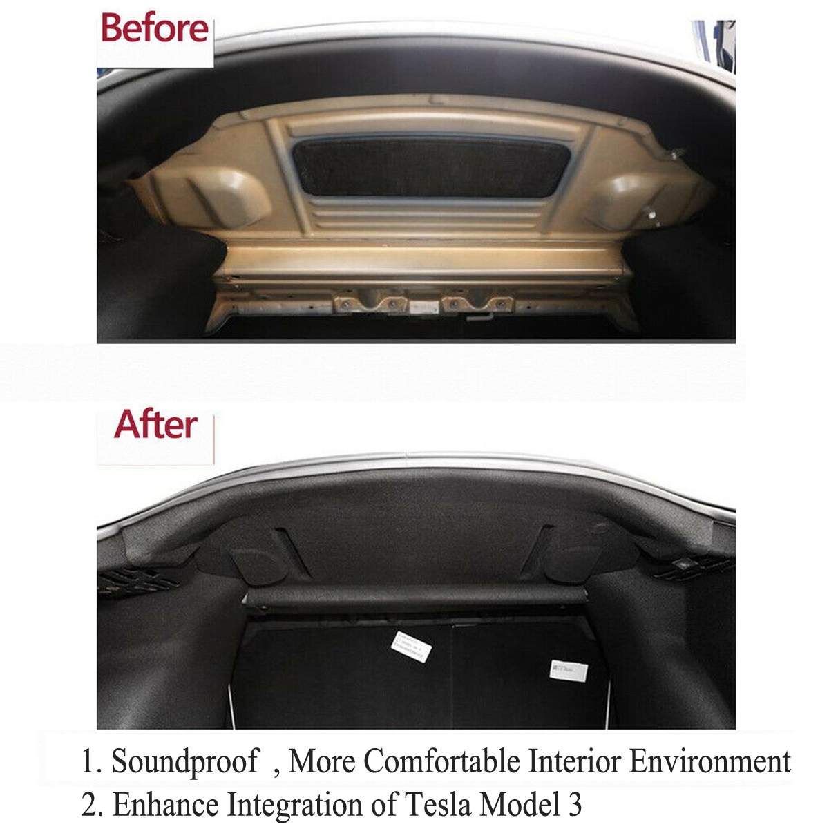 Tesla Model 3 Car Rear Trunk Soundproof Cotton Mat cover 2017-2025