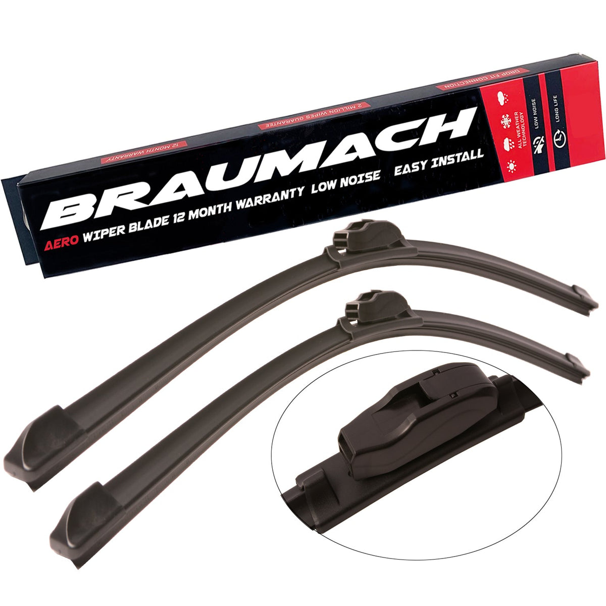 Braumach Front Wiper Blades Aero for Alfa Romeo Stelvio 2016-2025