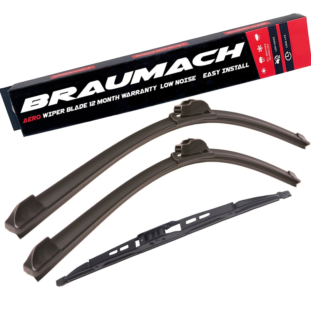 Wiper Blades Aero for Toyota Tarago VAN 1988-1990 FRONT PAIR & REAR 3 x BLADES