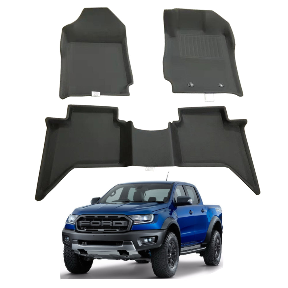3D Floor Mats for FORD Ranger XPE Textured look -Front and Rear Set 2011-2023