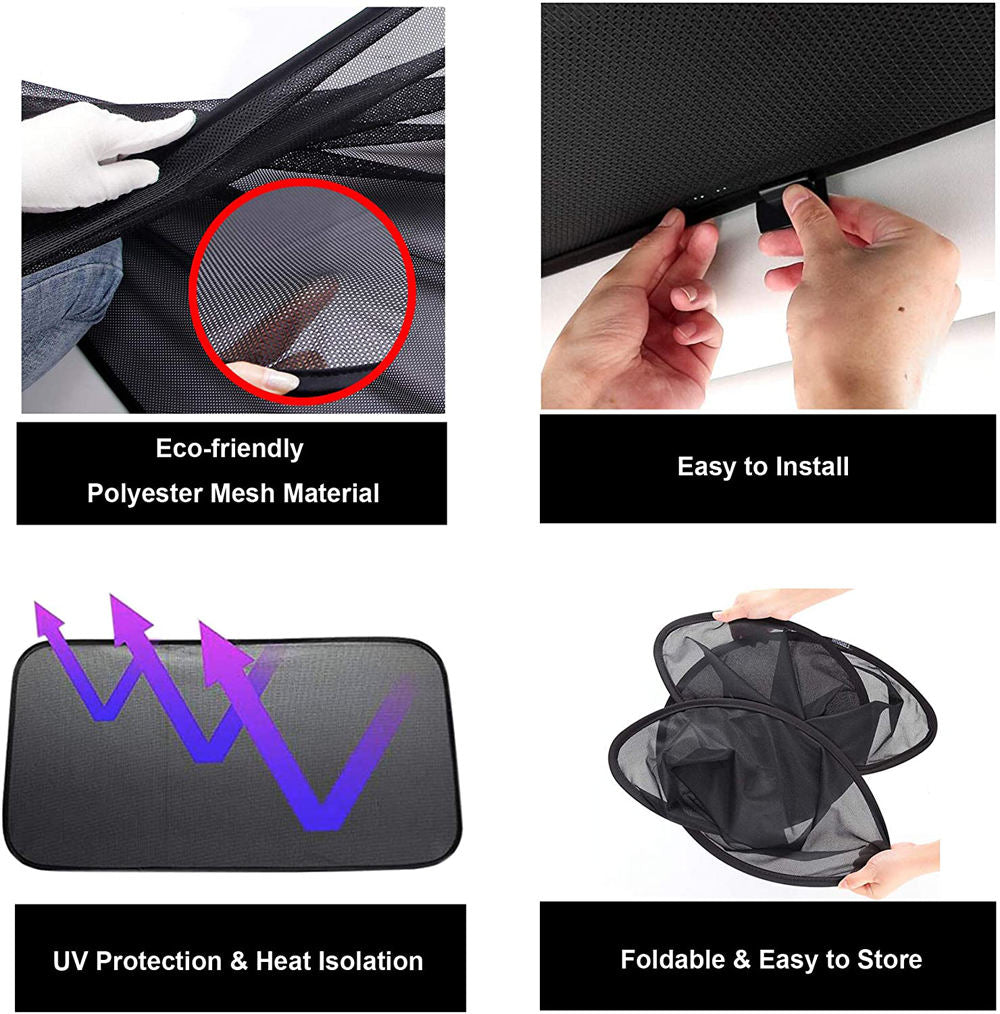 Tesla Model 3 Glass Roof Sunshade BLACK or WHITE Front Rear Sunroof Window UV Cover - 2017-2024
