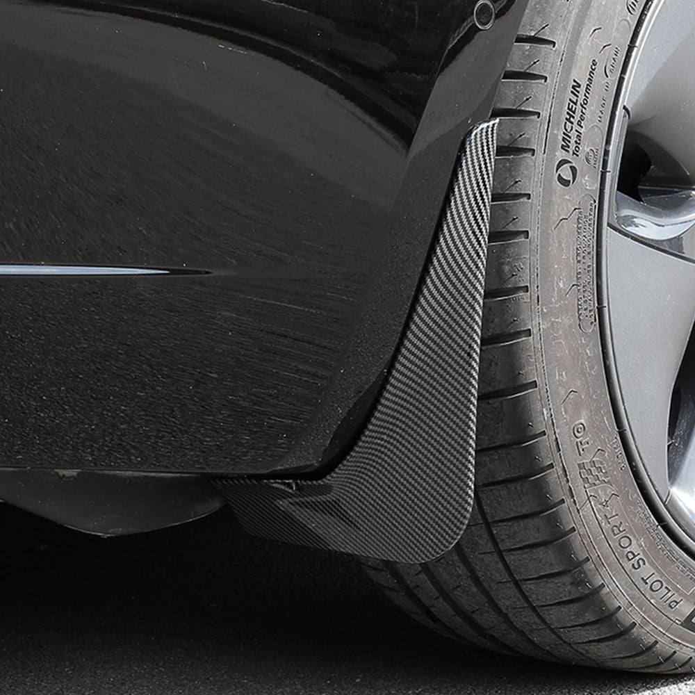 Tesla Model 3 Mud Flaps 4pcs Front Rear CARBON FIBER DESIGN 2017-2023 No Drilling Holes