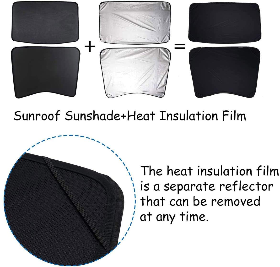 Tesla Model 3 Glass Roof Sunshade BLACK or WHITE Front Rear Sunroof Window UV Cover - 2017-2024