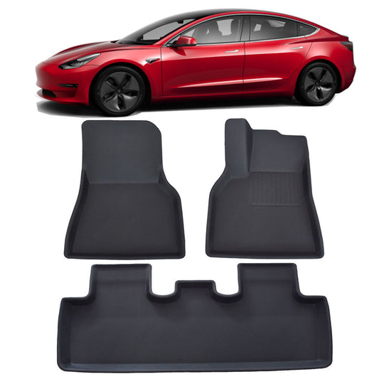 TESLA MODEL 3 Car Floor Mats 3D XPE Textured look - Front and Rear Set 2017-2026