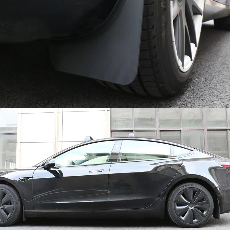 Tesla NEW Model 3 HIGHLAND Mud Flaps 4pcs TPE Flexible Front Rear BLACK 2024-2025