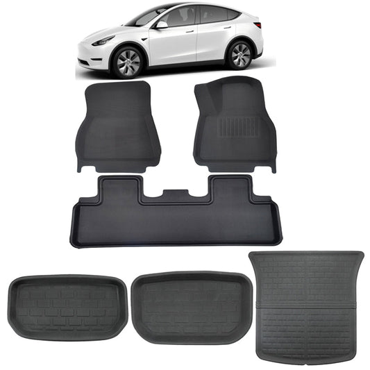TESLA MODEL Y RHD Floor Mats x 6 pcs 3D XPE Textured Waterproof Anti-Slip - 2020-2024