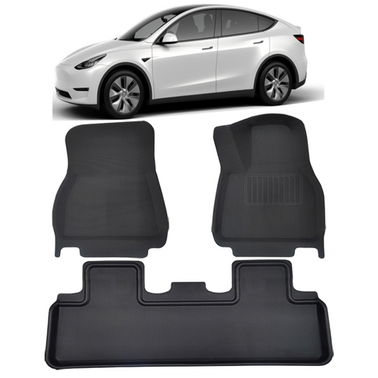 TESLA MODEL Y RHD Floor Mats 3D XPE Textured Waterproof Anti-Slip - Front Rear 2020-2024