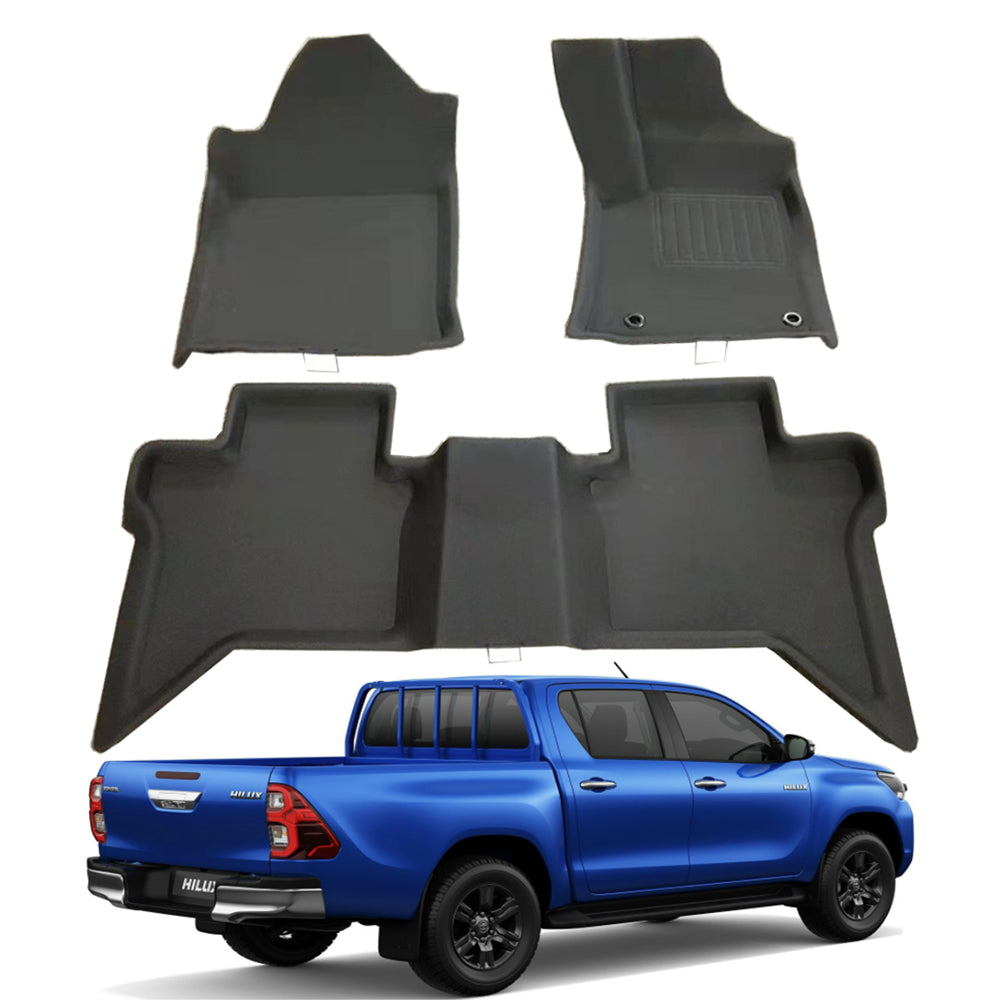 3D XPE NEW TECH Car Floor Mats Fit Toyota Hilux Dual Cab Auto MY 2016 - 2024